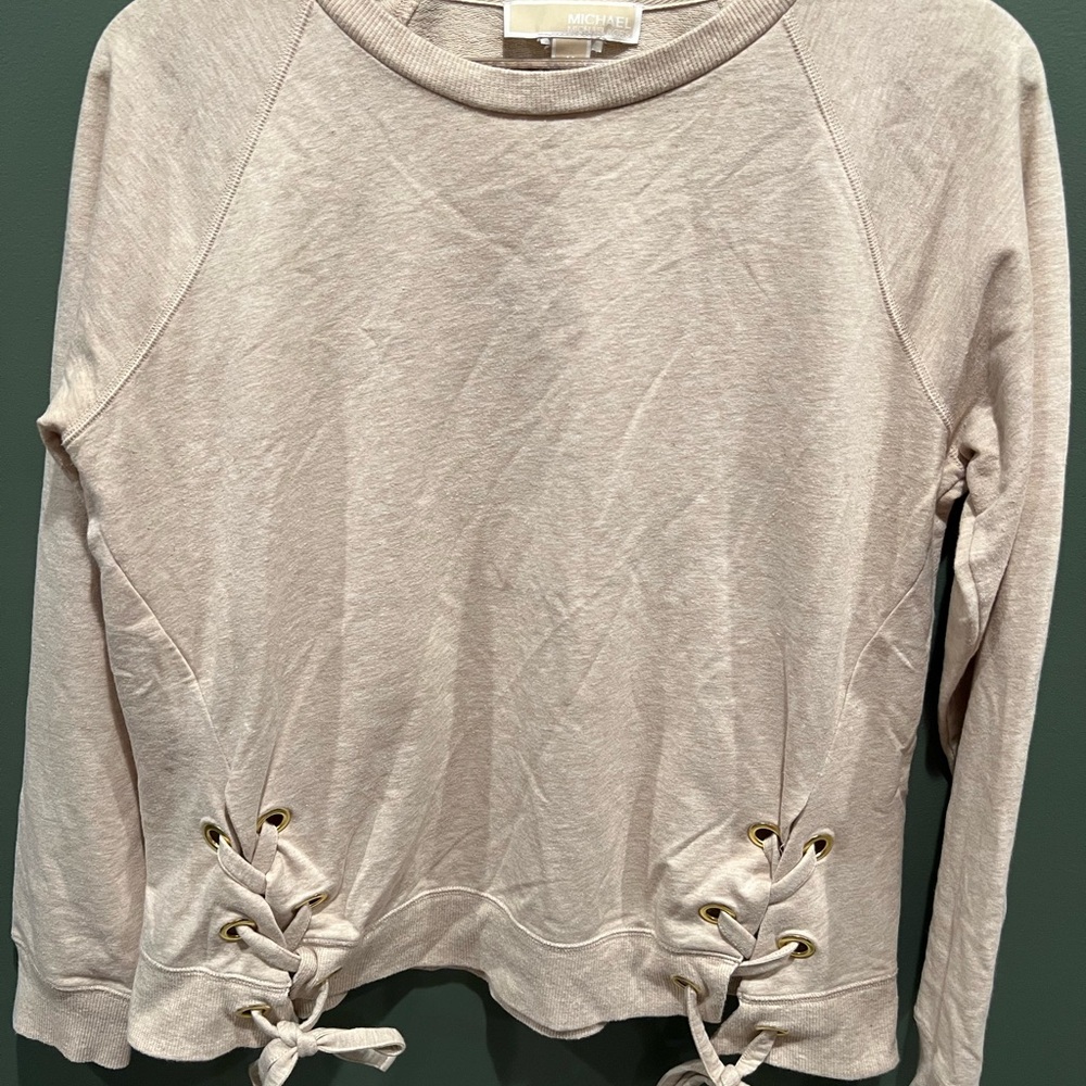 Michael Kors Beige Lace-Up Sweatshirt